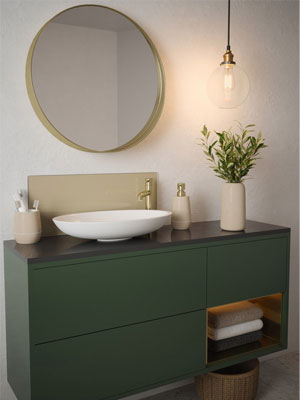 Light Gold Self-Adhesive Glass Bathroom Splashback